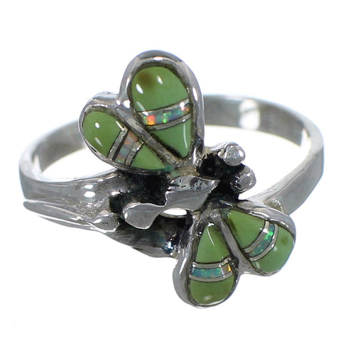 Turquoise Opal Southwest Silver Dragonfly Ring Size 6-1/2 EX44615